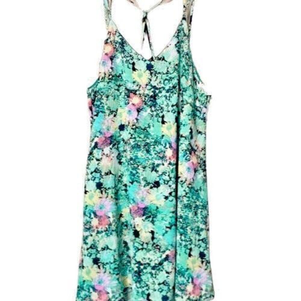 Xhileration Dress Womens XXL Cross Straps Multicolor Floral Print Lined